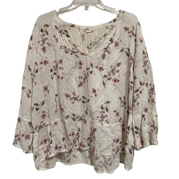 Gap Blouse Womens XL Cottage Boho Prairies Peasant Bell Sleeve Romantic Feminine - Picture 1 of 7
